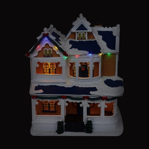 Top Treasures Christmas Village Victorian House Pre-lit Musical Frgurine NIB - Picture 5 of 5